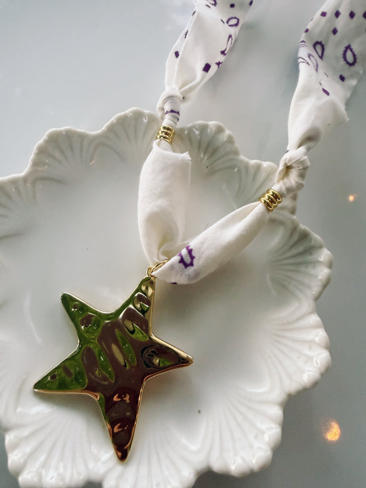 Star Bandana Necklace, Blockprint & Bandana