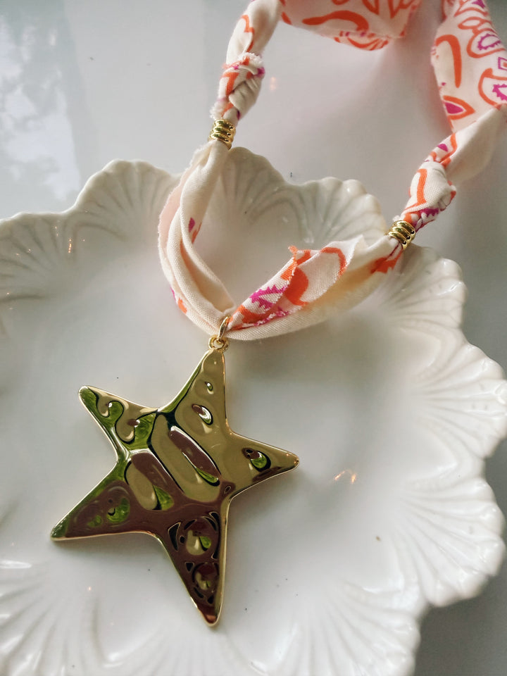 Star Bandana Necklace, Blockprint & Bandana