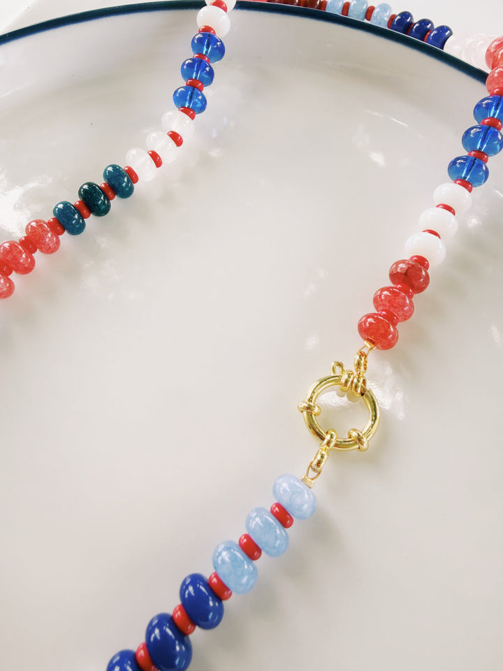 Americana Stone and Glass Necklace, America 250