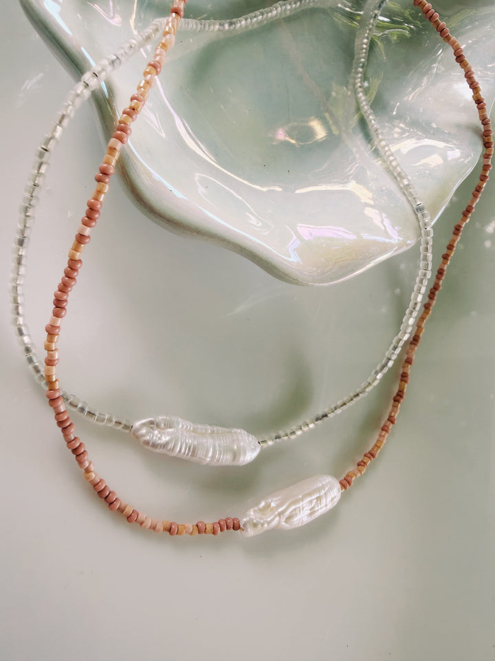 Baroque Pearl Beaded Necklace, Sunkissed