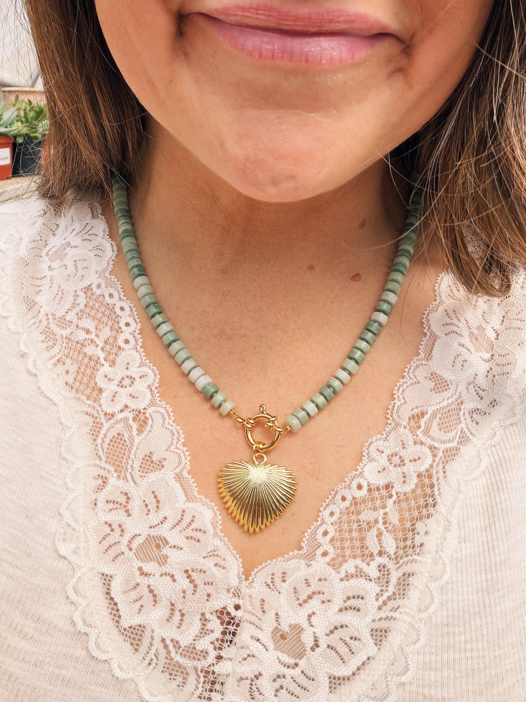 Matte Aqua Heart Necklace, Birthday Collection
