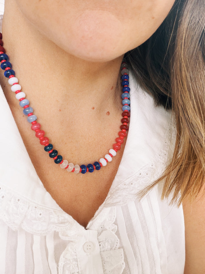 Americana Stone and Glass Necklace, America 250