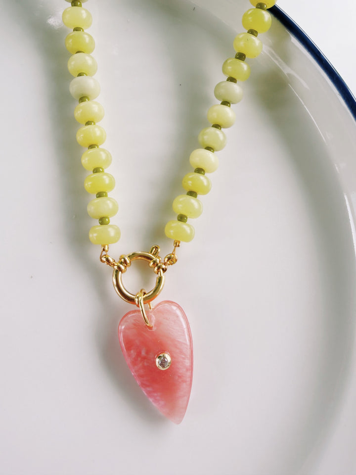 Citron Stone Necklace, Bead Girl Summer