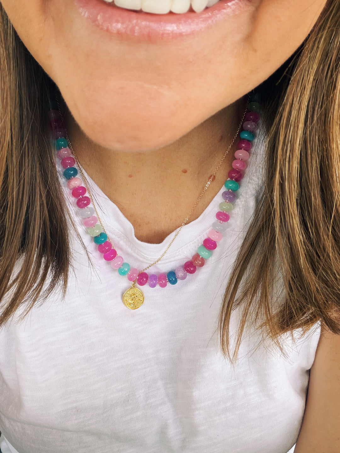 Confetti Gemstone and Glass Necklace