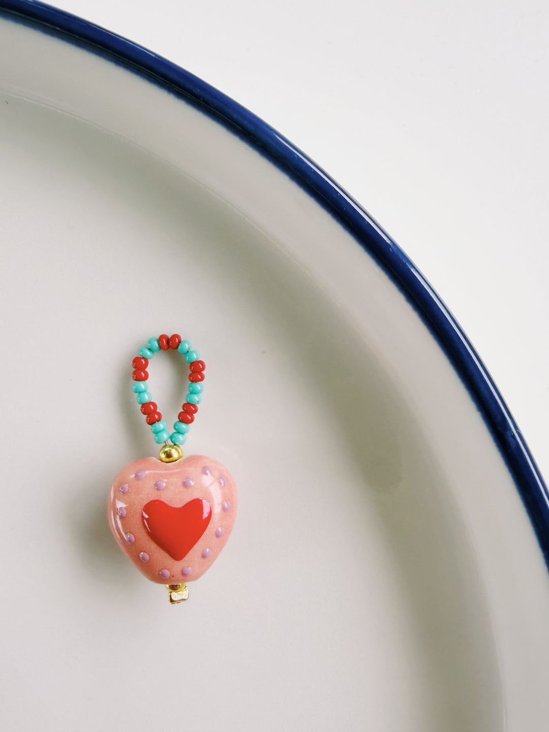 Beaded Heart Charm, Bead Girl Summer