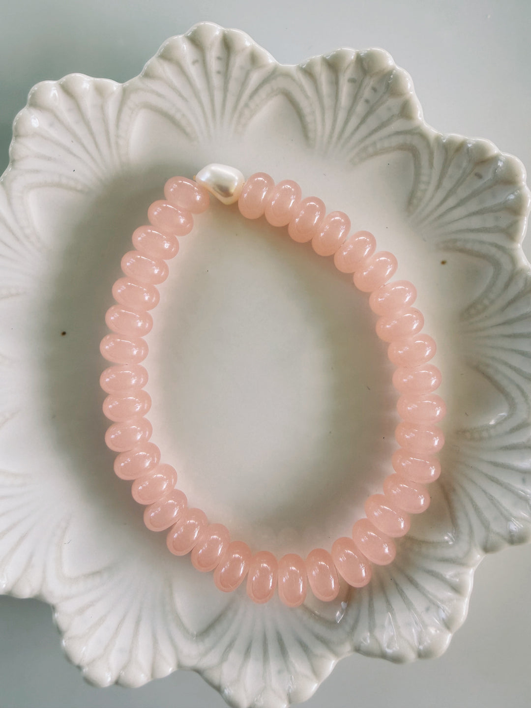 Pink Gemstone + Glass Bracelets, Pearls