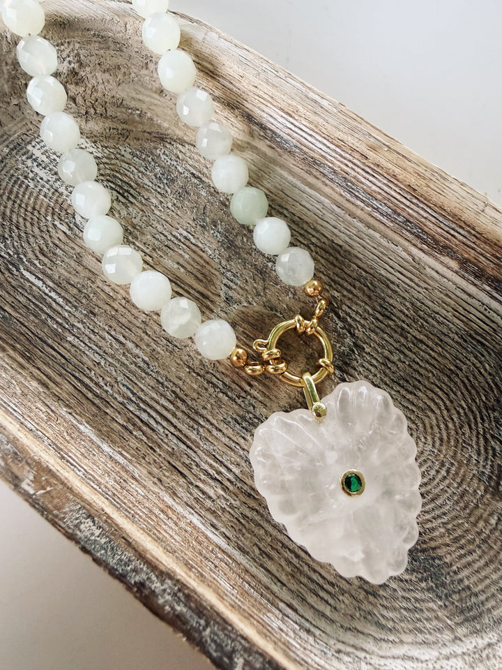 Aqua Quartz Gemstone Necklace, Autumn Heirloom