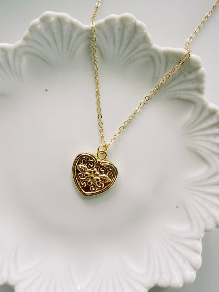 Floral Heart Necklace, Daily Grace