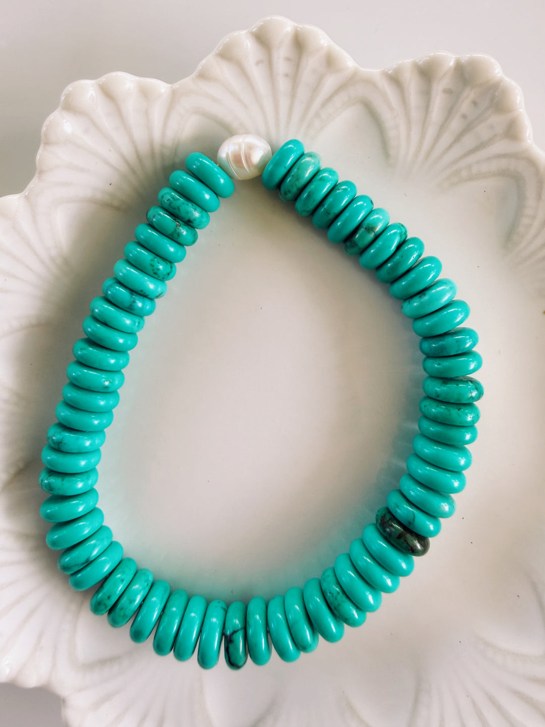 Aqua Gemstone + Glass Bracelets, Pearls