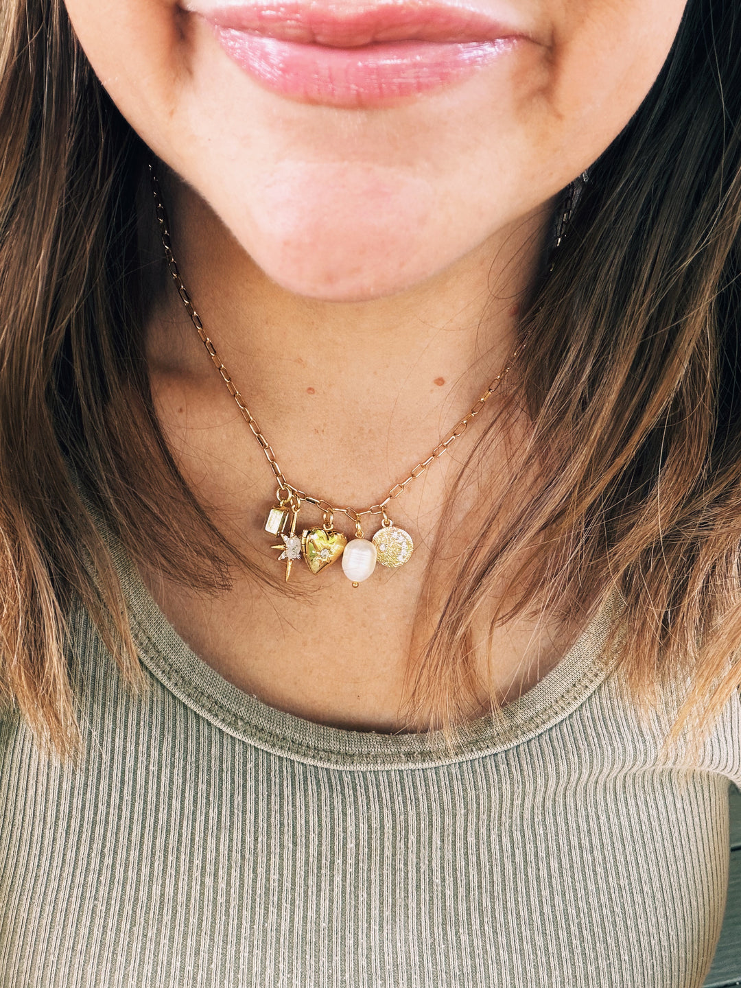 Heart Cluster Necklace, Daily Grace