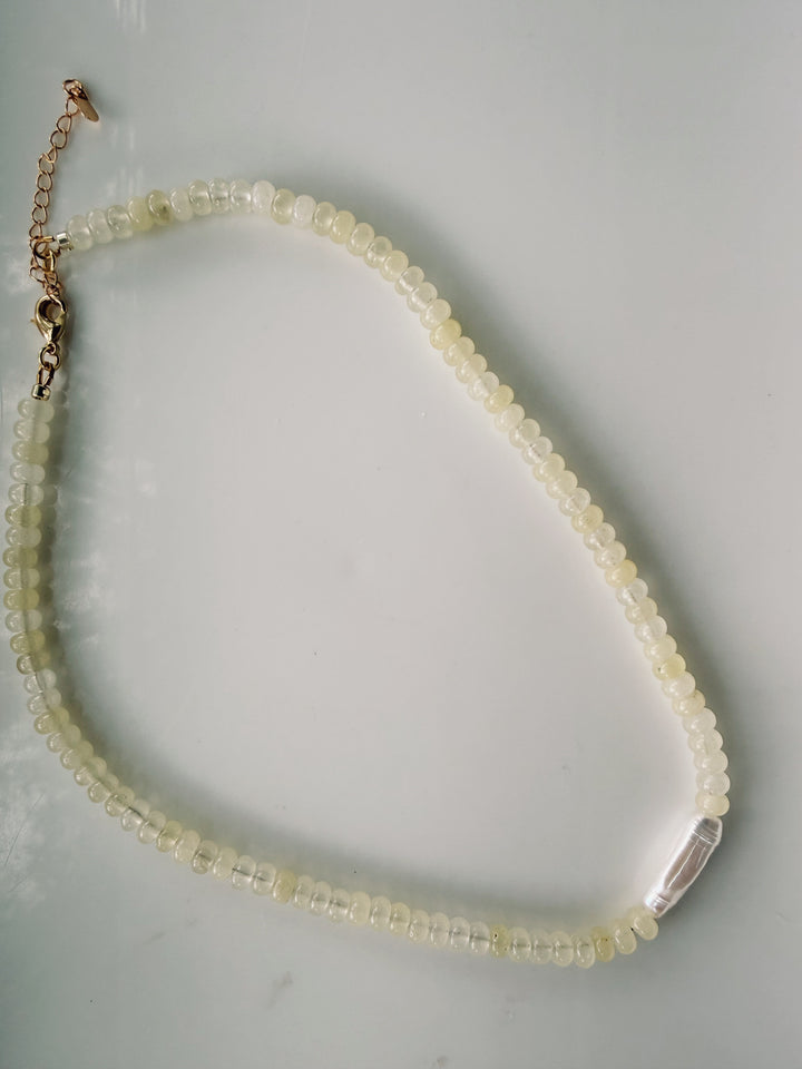 Butter Pearl Gemstone Necklace, Sweater Weather