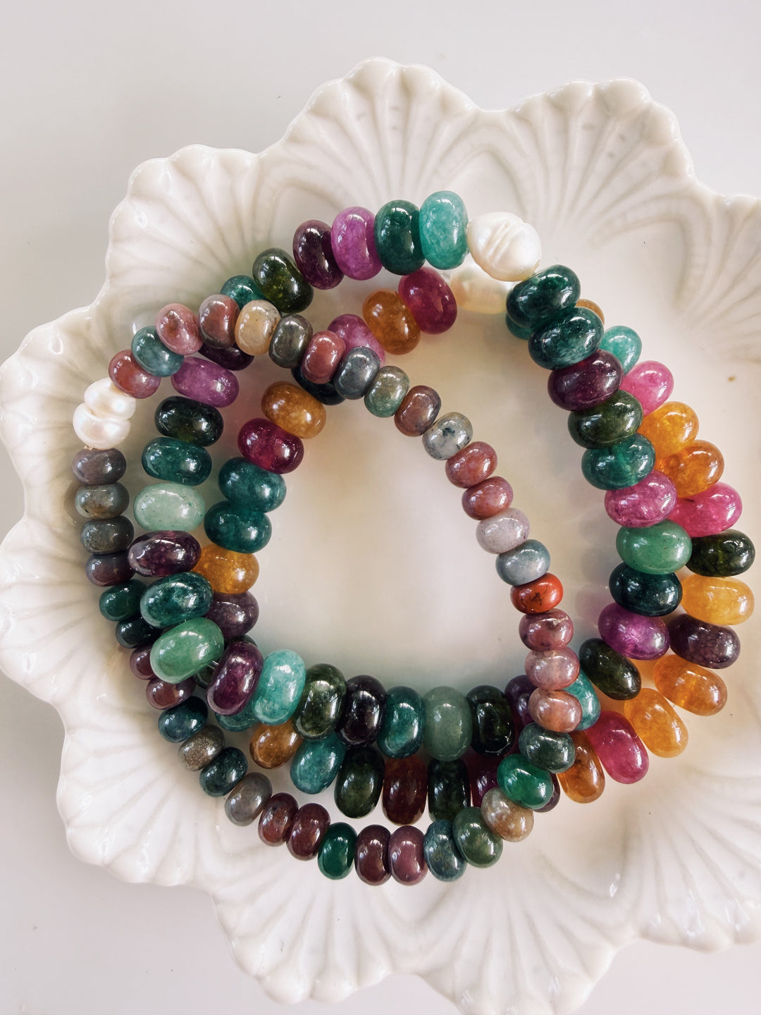 Autumn Gemstone Bracelets, Pearls