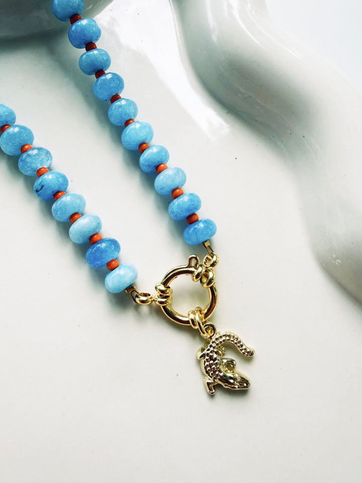 Blue + Orange Necklace, Game Day