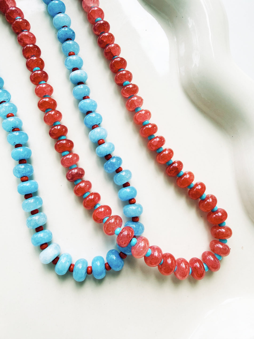 Red + Light Blue Necklaces, Game Day