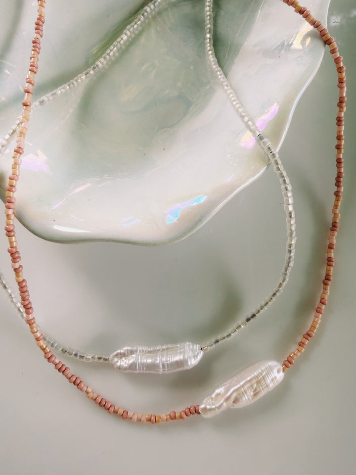 Baroque Pearl Beaded Necklace, Sunkissed
