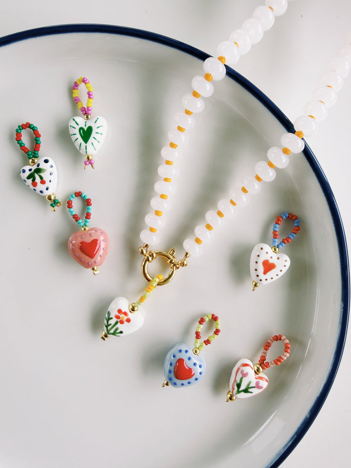 Beaded Heart Charm, Bead Girl Summer