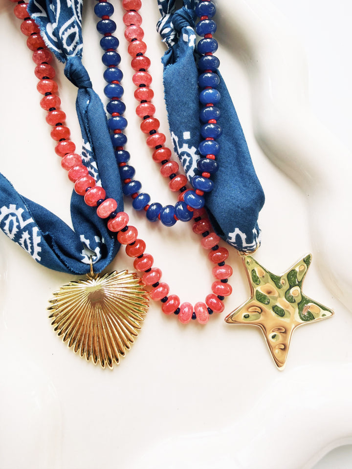 Navy + Red Necklaces, Game Day