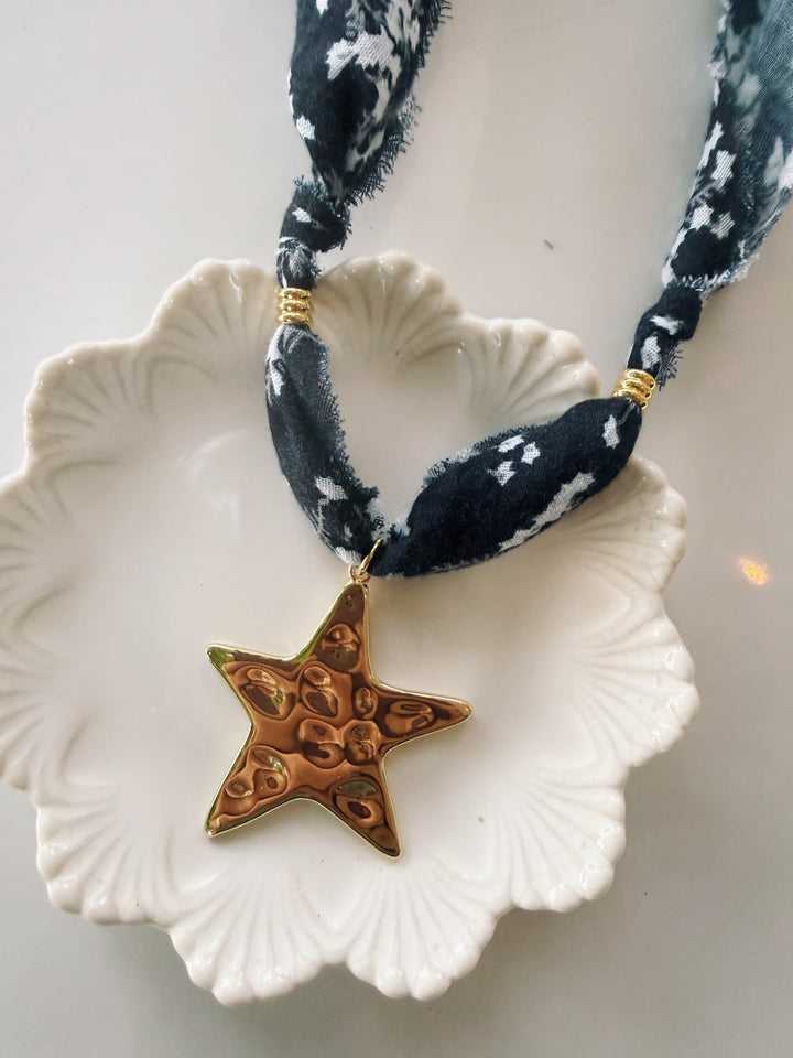 Star Bandana Necklace, Blockprint & Bandana