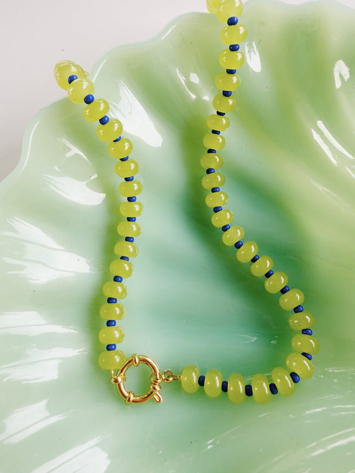 Lime Sorbet Glass Necklace, Bead Girl Summer
