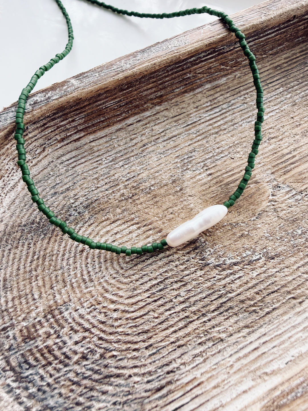 Pearl Seed Bead Necklace, Sweater Weather