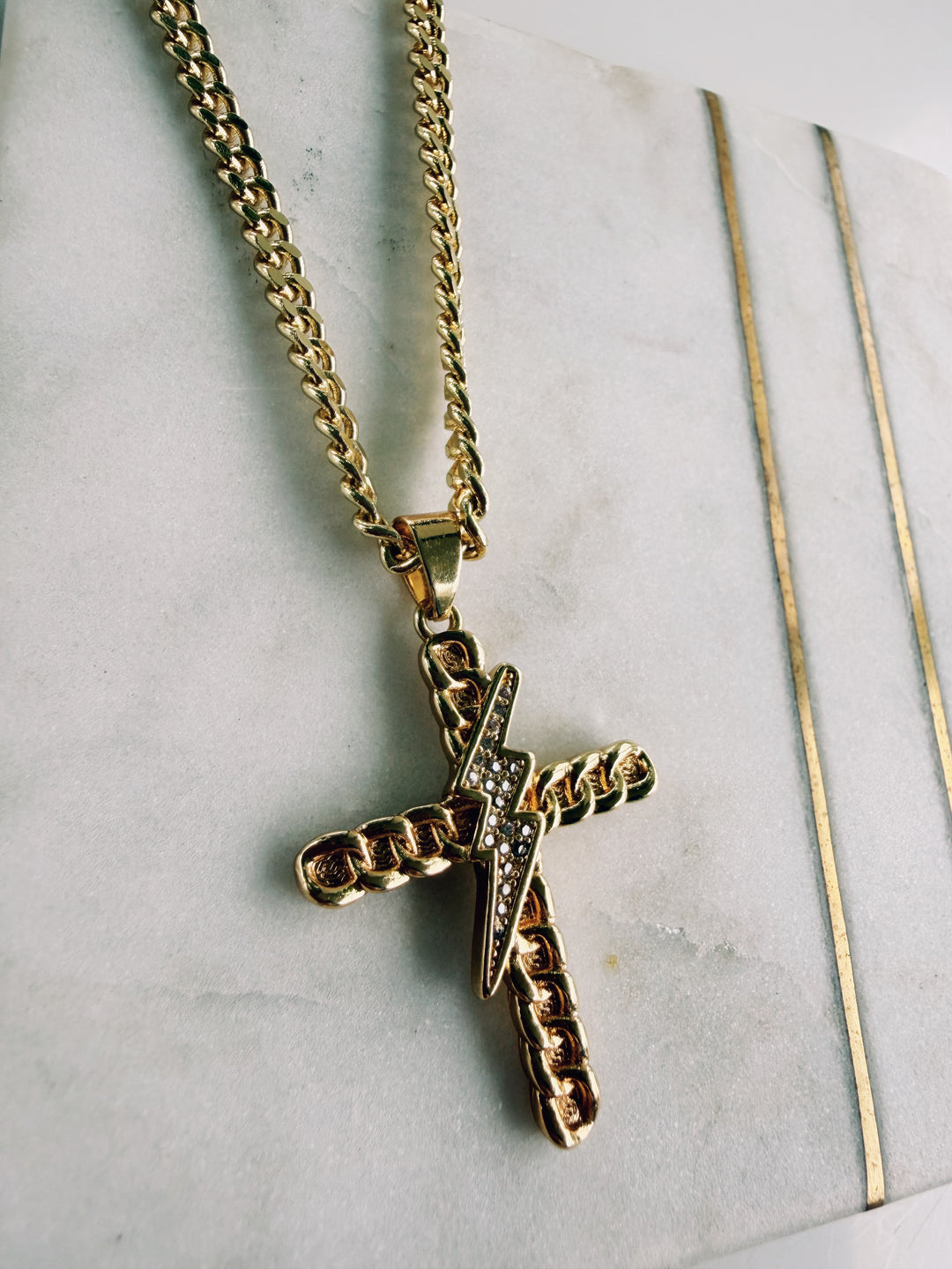 Lightning Cross Necklace, Field Warrior