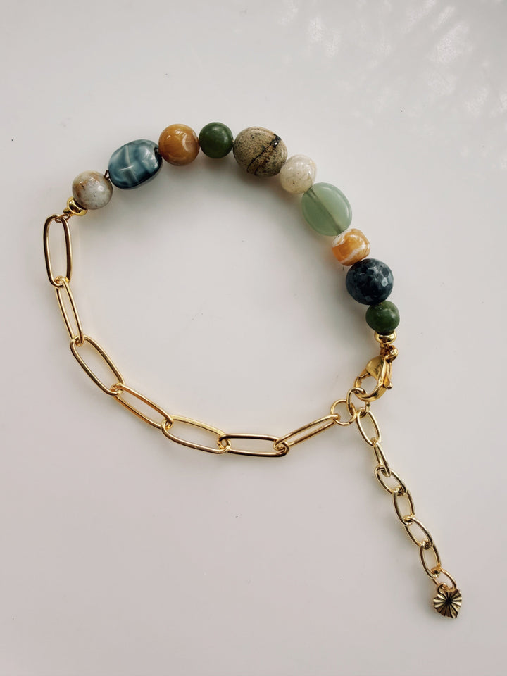 Terra Beads and Chain Bracelet, Sweater Weather