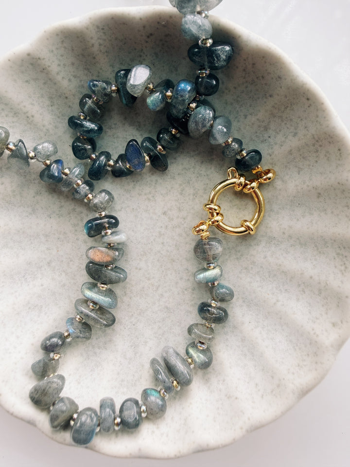 PRE-ORDER: Labradorite Gemstone Necklace, Sweater Weather