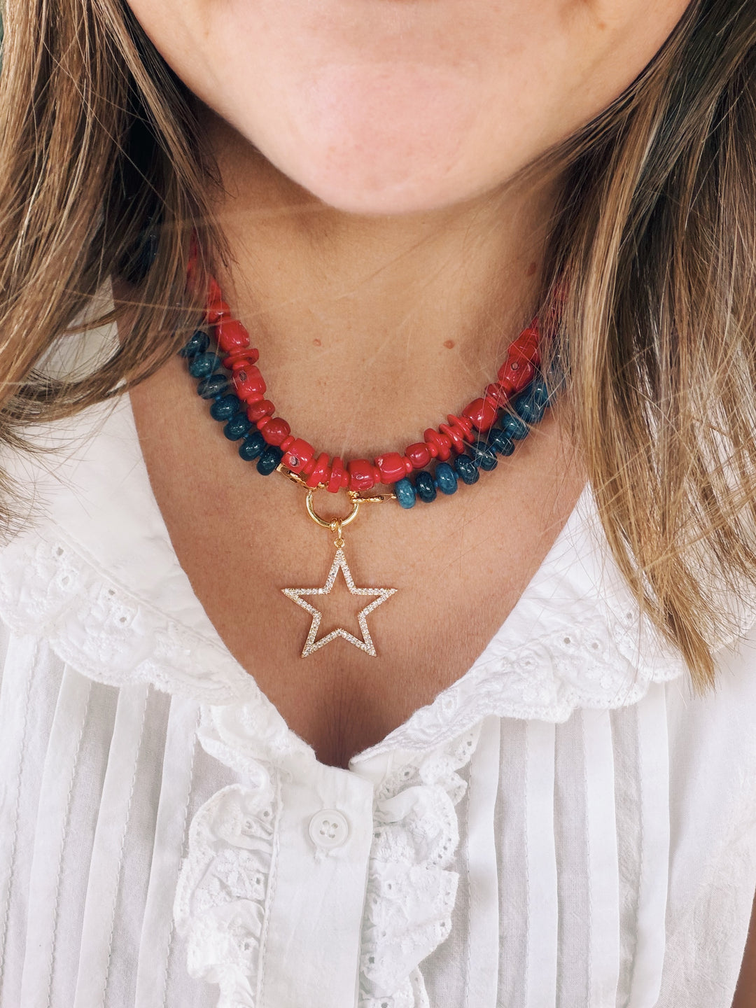 Ocean Blue Stone Necklace, America 250