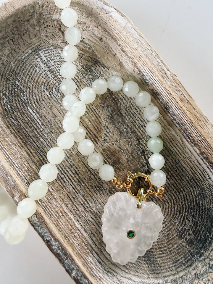 Aqua Quartz Gemstone Necklace, Autumn Heirloom