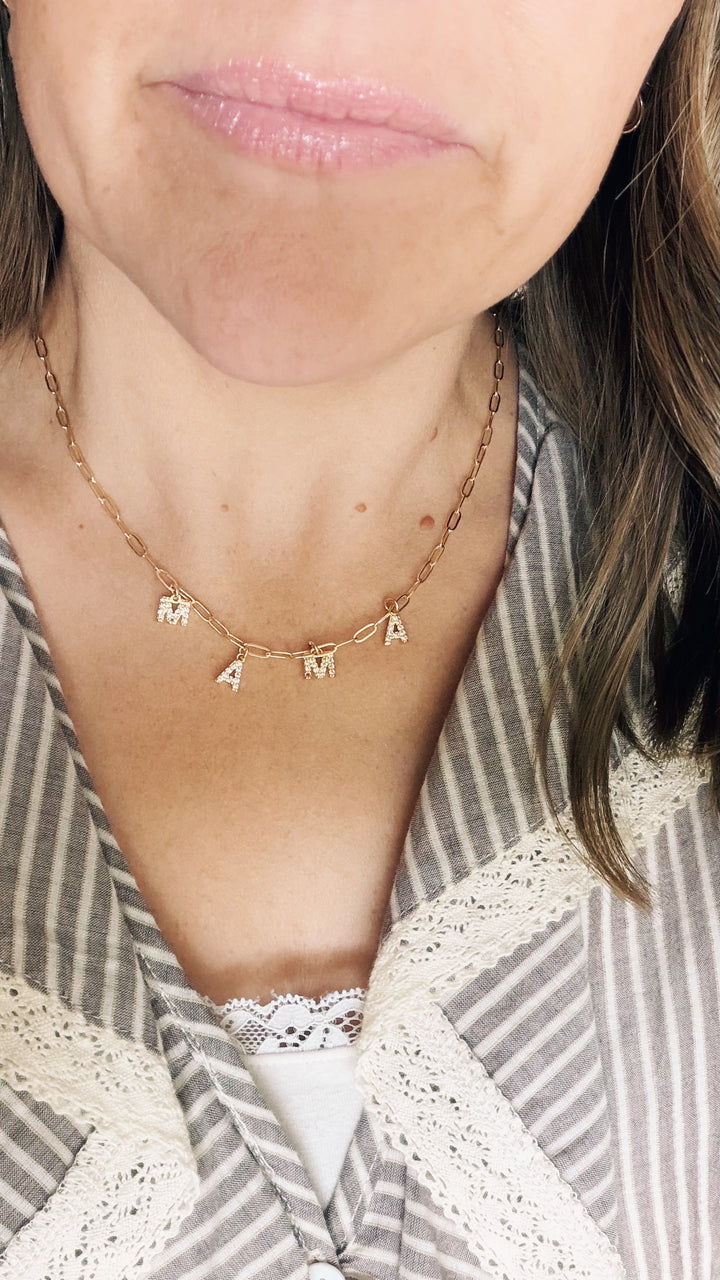 Custom Pavé Letter Necklace, Charm Society