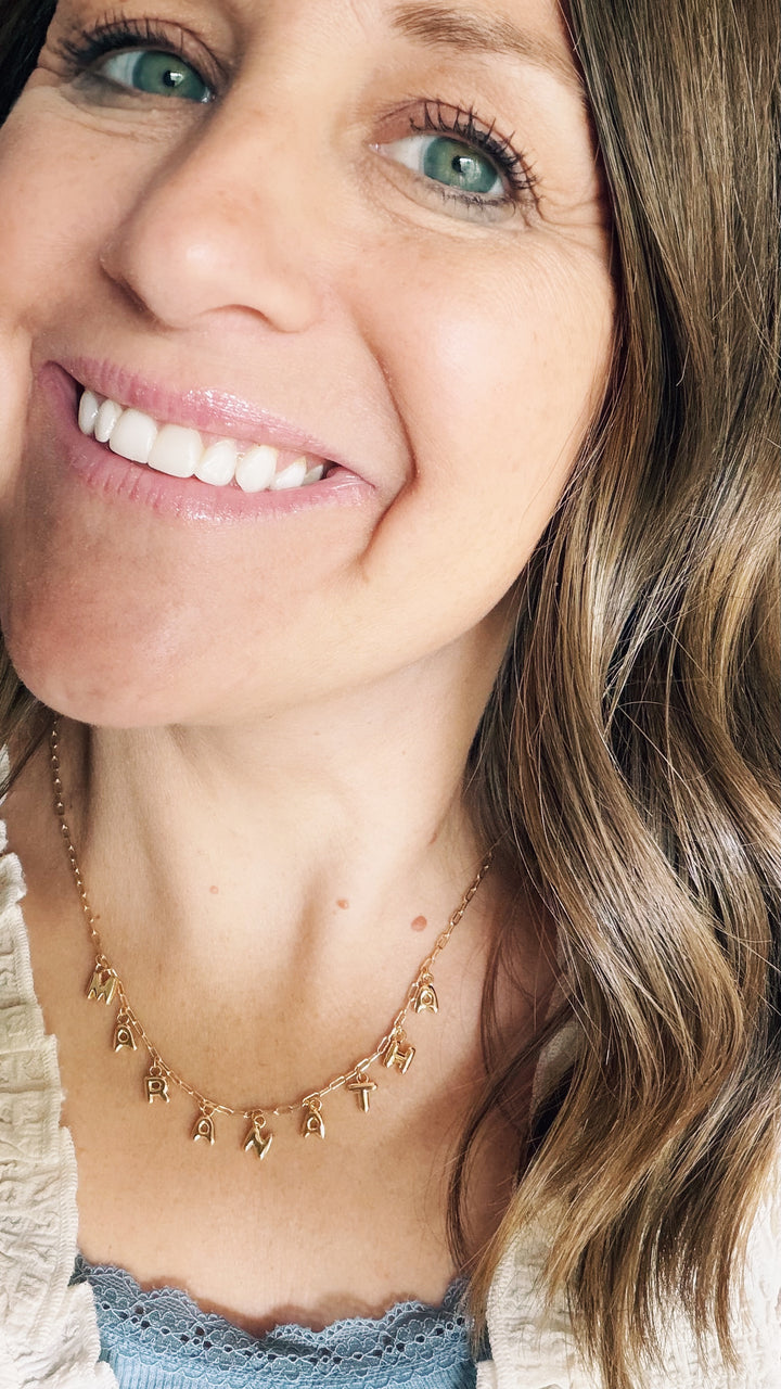 Custom Bubble Letter Necklace, Charm Society