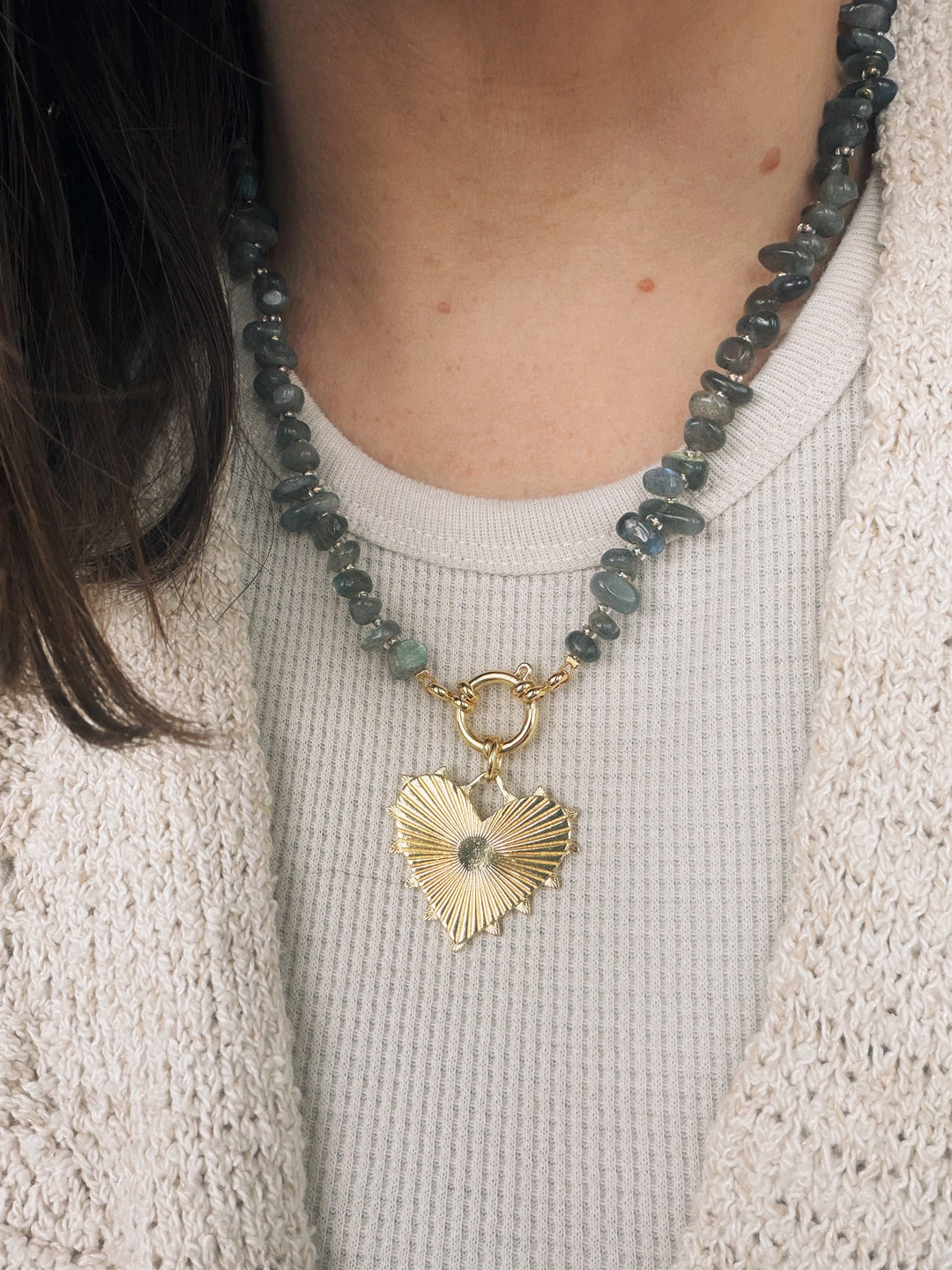 PRE-ORDER: Labradorite Gemstone Necklace, Sweater Weather