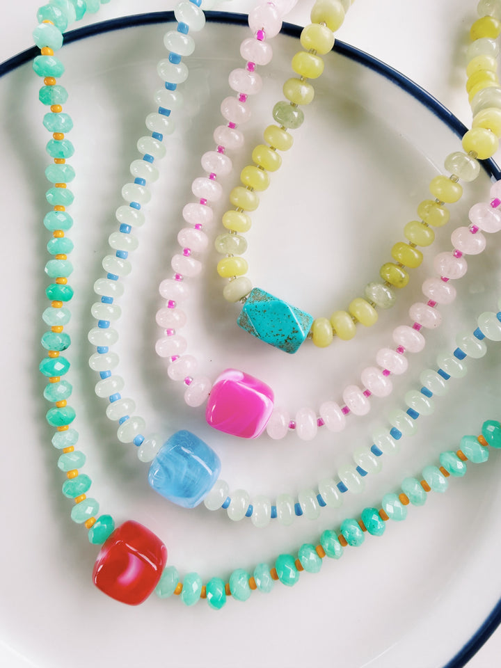 Color Pop Necklace, Bead Girl Summer