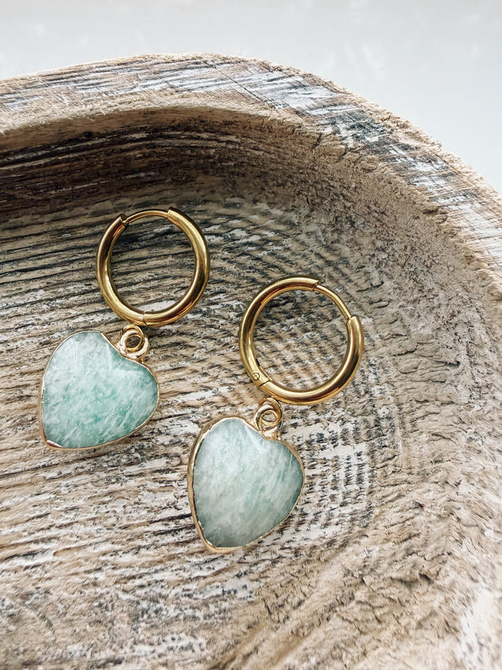 Gemstone Heart Earrings, Sweater Weather