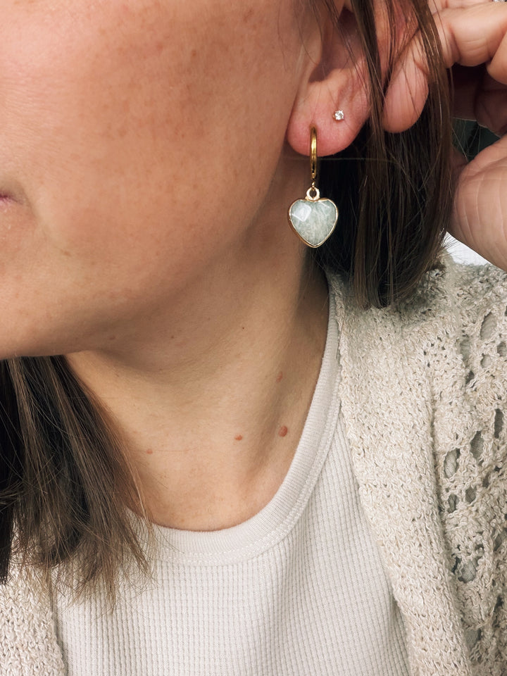Gemstone Heart Earrings, Sweater Weather