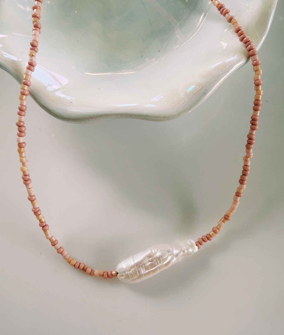 Baroque Pearl Beaded Necklace, Sunkissed