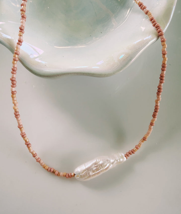 Baroque Pearl Beaded Necklace, Sunkissed