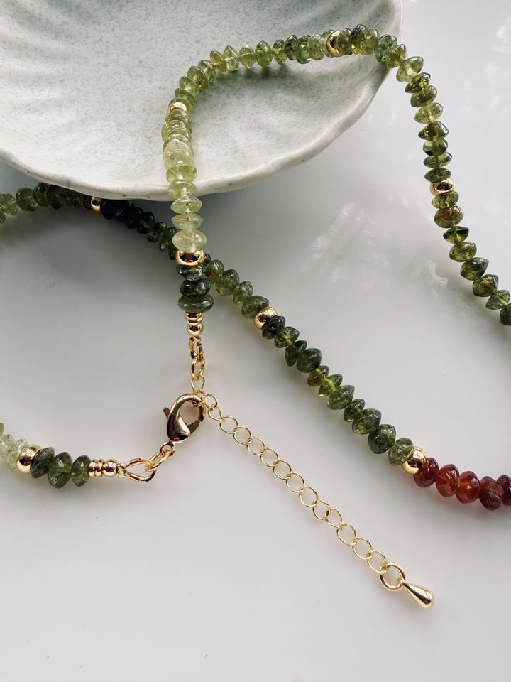 Hessonite Garnet Gemstone Necklace, Sweater Weather