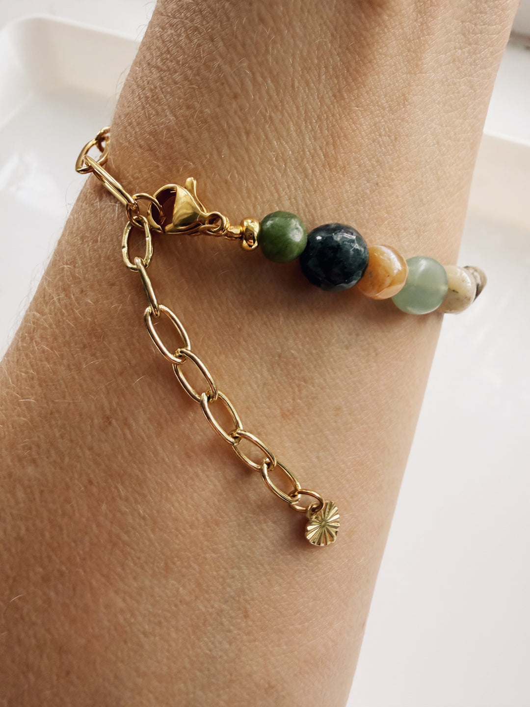 Terra Beads and Chain Bracelet, Sweater Weather