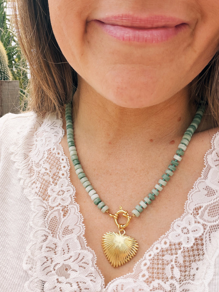 Matte Aqua Heart Necklace, Birthday Collection