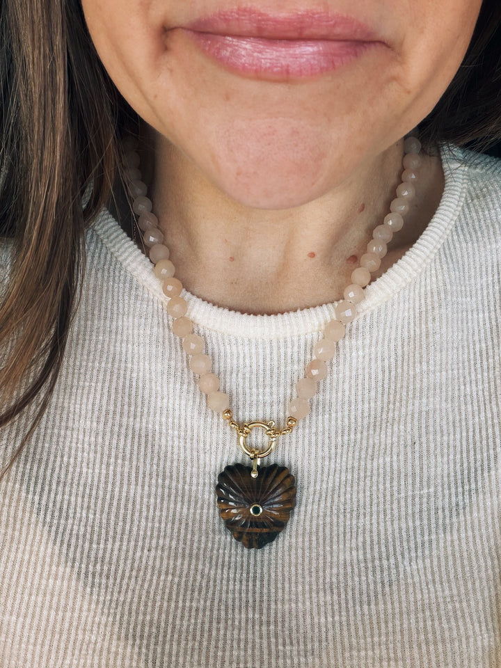 Pink Quartz Gemstone Necklace, Autumn Heirloom
