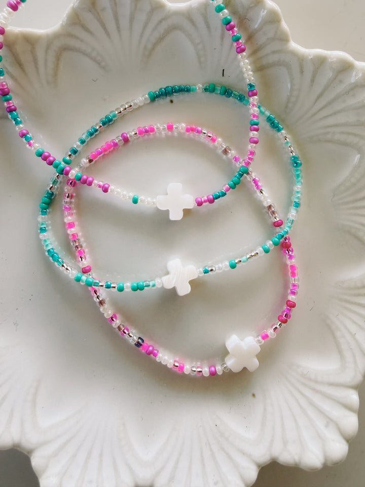 Mother of Pearl Cross Bracelet