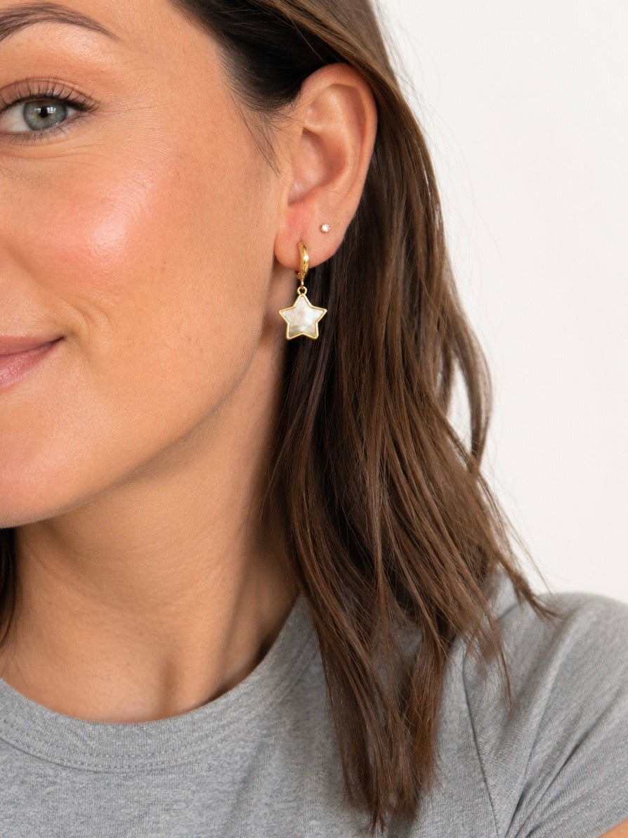 Mother of Pearl Earrings, Stars