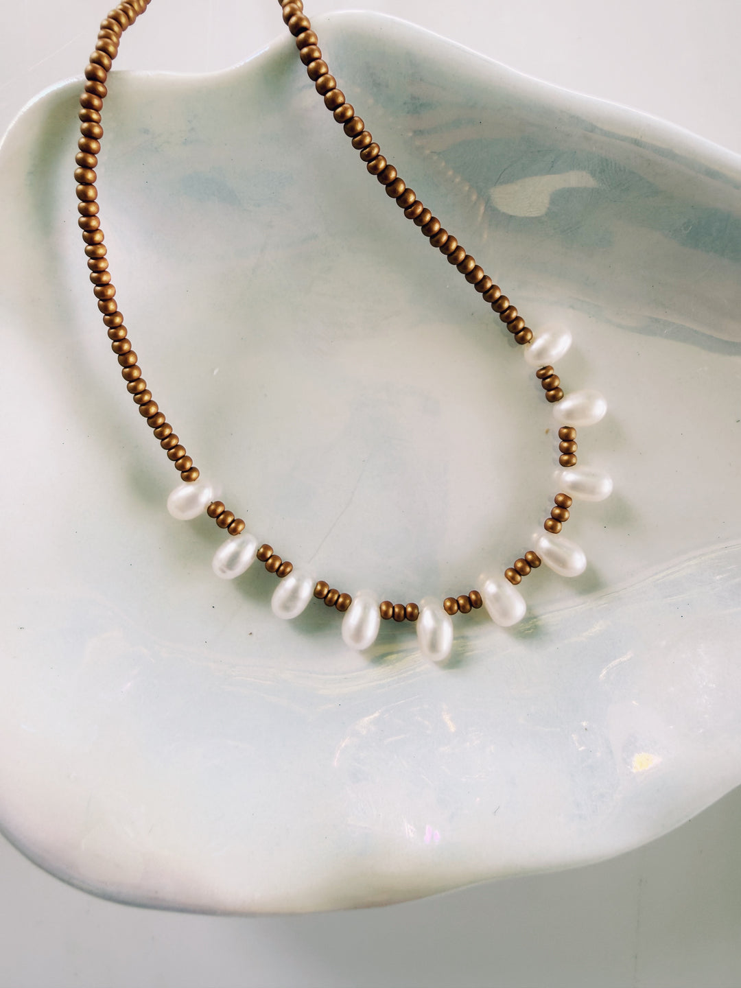 Pearl Beaded Necklace, Sunkissed