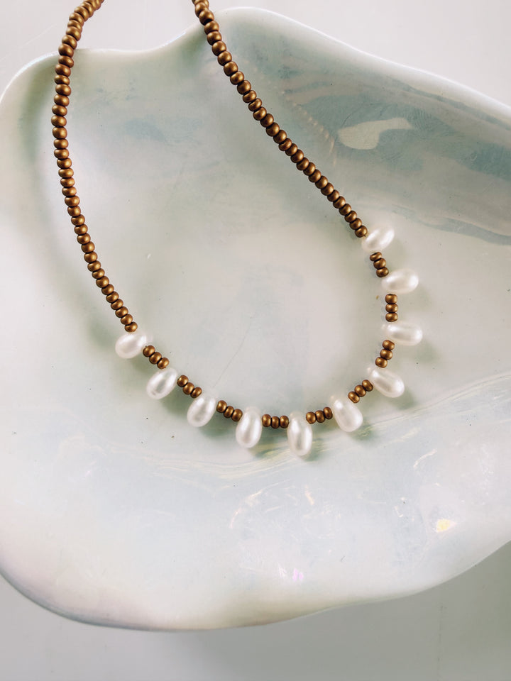 Pearl Beaded Necklace, Sunkissed