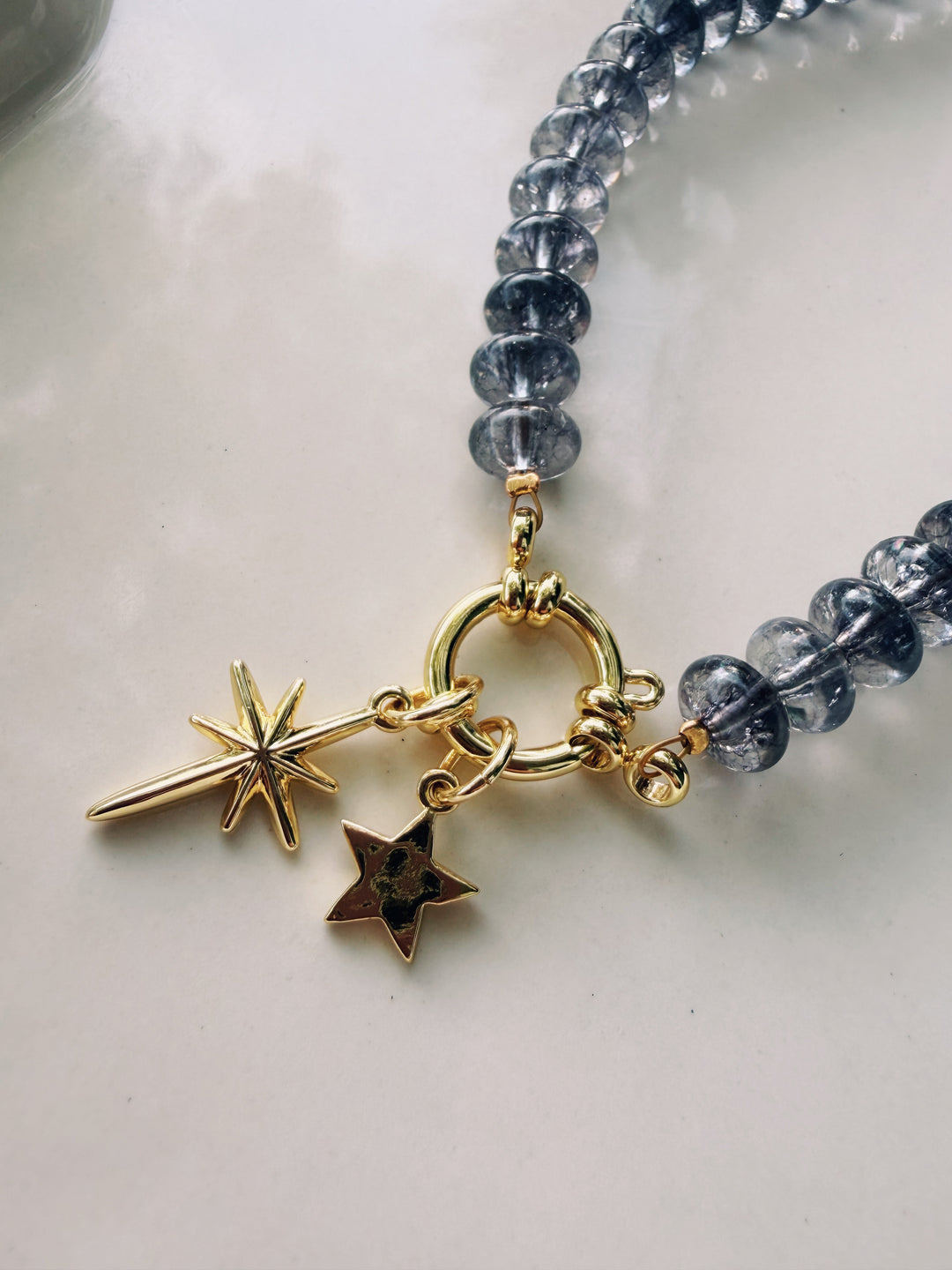 Dusk Glass Necklace with Charms, Stars