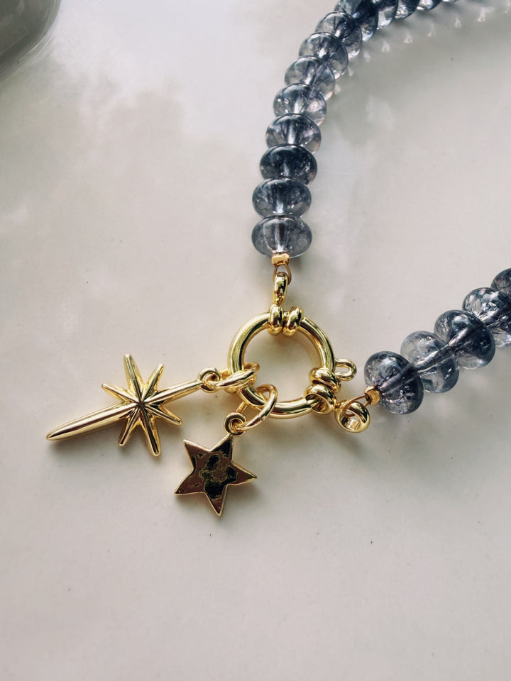 Dusk Glass Necklace with Charms, Stars