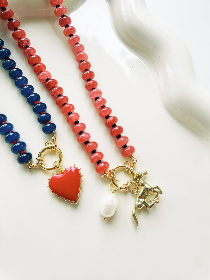Navy + Red Necklaces, Game Day