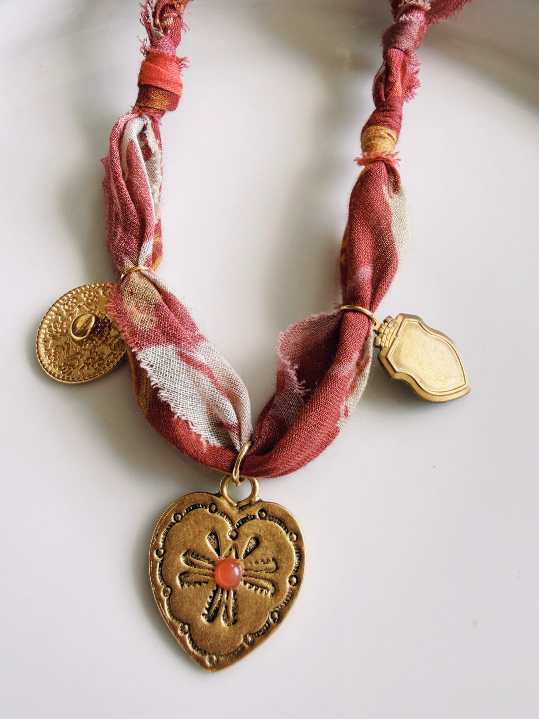 Rodeo Fabric Necklace with Charms, Blockprint & Bandana