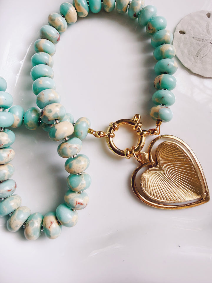 Currents Necklace with Heart, Marine Dreams